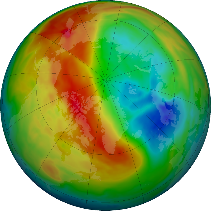 Arctic ozone map for 25 January 2020